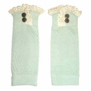 Mint Green Chevron Button Lace Boot Cuffs